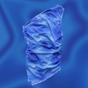 H&M Blue Mesh One Shoulder Ruched Top XS Asymmetrical Y2K